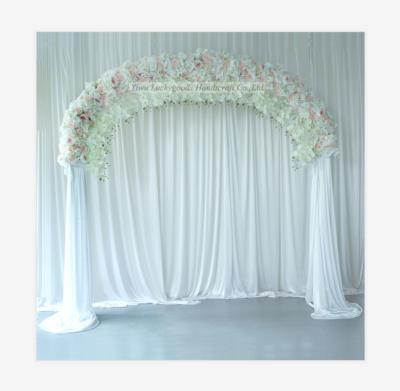 China Flower with fabric combination lfb1587 new design artificial flower wedding arch with fabric party design front door for sale