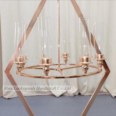 China ZT210401-41 New Trend Metal Crystal Gold Stand For Weddings Chandelier Table Centerpieces for sale