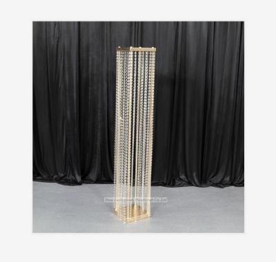 China LDJ906 Gold Crystal Centerpiece Tall Flower Stand For Wedding Table Decoration Different Sizes Available for sale