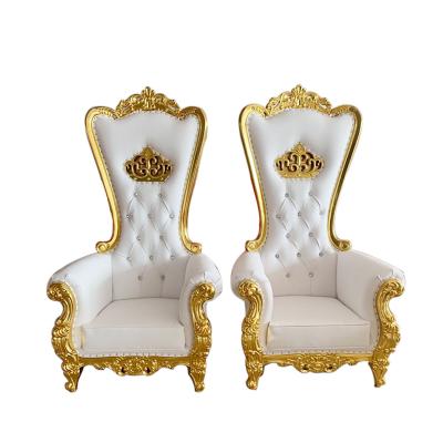 China Luxury Hotel European Royal Furniture High Back PU Leather Antique King Thron Wedding Throne Chairs for sale