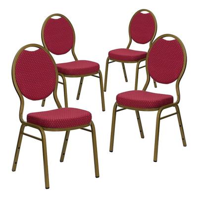 China EUROPEAN Wholesale Hotel Hall Conference Event Fabric Upholstered Metal Banquet Chairs Padded Stackable Wedding for sale