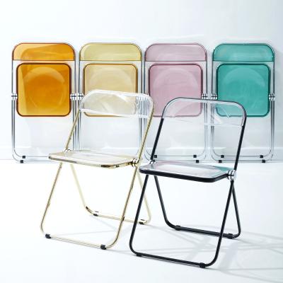 China EUROPEAN Hot Sale Metal Frame Outdoor Colorful PC Crystal Clear Acrylic Plastic Folding Chairs For Events for sale