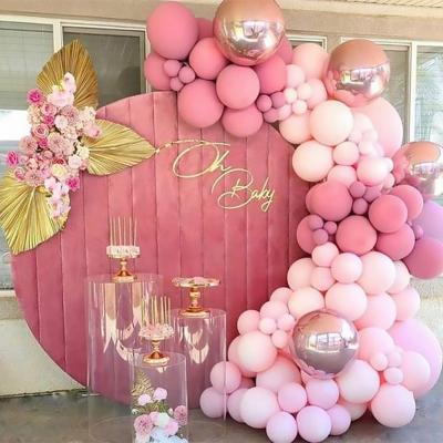 China Easy Assemble Reusable Portable Luxury Romantic Wedding Events Circle Arches Frame Stand Acrylic Velvet Fabric Round Backdrop for sale