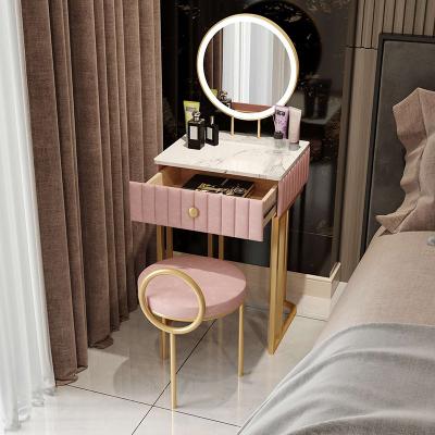 China (Other) Flannel Velvet Dressing Table Bedroom Living Room Furniture Adjustable Square Dressing Table with Mirror and Stool for sale