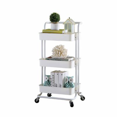 China Modern Mobile 3 Tier Trolley Organizer Removable Shelf Kitchen Home Storage Rack Rack Rolling Trolley Service Cart for sale