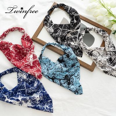 China New Elastic Stretch Triangle Scarf All-match Headband Headband 2021 Hair Scarf Accessories For Dresses Floral Stretch Triangle Scarf All-match Headwear Headband for sale