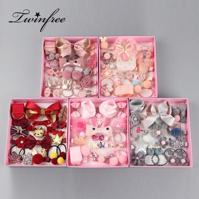 China 2021 Newest Fashion Cartoon Animal Baby Hair Scrunchies 18 Pcs/Set Cute Handmade Baby Hair Clips Hair Clip Hair Bow Hair Accessories Set for sale