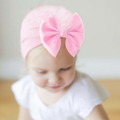 China Lovely Children Baby Girls Cute Bow Hat Cotton Soft Comfortable Baby Hat Accessories Other Baby Supplies Newborn Headwear Top Knot Bows Baby Headband for sale