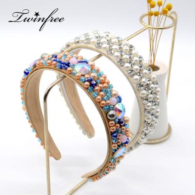 China Yiwu Luxury Baroque Hair Accessories New Yiwu Luxury Baroque Hair Accessories New For Women Girls Gifts Party Bling Pearl Rhinestone Headband for sale