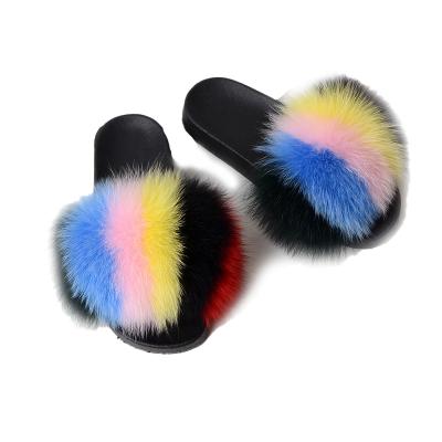 China New fashion hot sale luxury girl's fur slippers fashion trend lovely fur slippers for sale