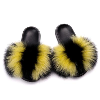 China Wholesale Customized Women's Fashion Trend Women's Faux Fur Plush Artificial Fur Slippers, Fox Sandals Fluffy Slippers for sale