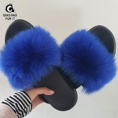 China Fashion Trend UK SIZE 6-11 EVA EVA Faux Fur Slippers Woman Slippers High Quality Unique Genuine Fur Whole Sale Women's Fur Slides Slippers for sale