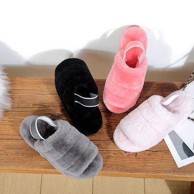 China 2021 Fashion Trend High Quality Women's Sheepskin Wool Slippers Winter Slippers Designer Sheepskin Wool Fur Uggling Slides for sale