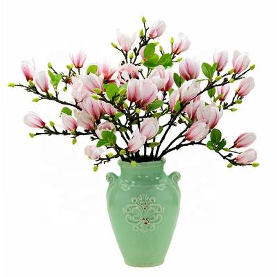 China Hot Selling Artificial Silk Magnolia Flower Branch For Living Room Home Decoration Silk Flower Plant Wedding for sale