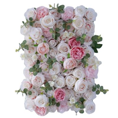 China Slik wedding flower panel backdrop photo props background party show stage decoration flower row romantic artificial flower wall for sale