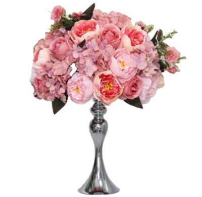 China Custom 35cm White Silk Rose Peonies Artificial Flower Ball Centerpiece Layout Decor For Wedding Party Backdrop Table Floral for sale