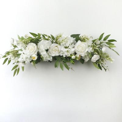 China Silk Artificial Flowers For Wedding Flower Row Wedding Chair Rose Flower Background Table Flower Decoration for sale