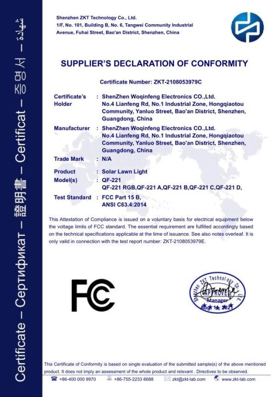 FCC - Shenzhen Woqinfeng Electronics Co., Ltd.