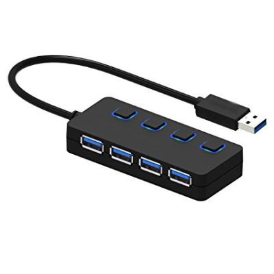 China 4 Port USB 2.0 Hub With LED Switch Individual USB Hub K14 for sale