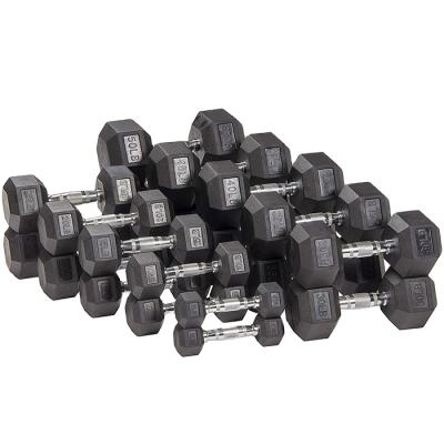 China Durable Gym Quality Hex Dumbells Rubber Dumbell for sale