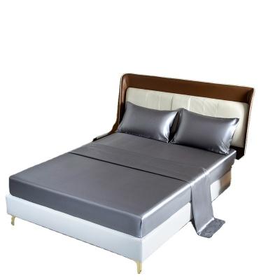 China Modern bulk price customized customization Gray Imitated Silk Fabric Sheet and pillowcase sets for sale