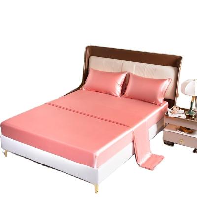 China Modern cheap price accept custom made rose imitated sheet and silk fabric pillowcase sets for sale