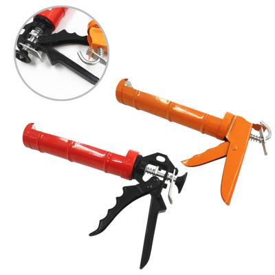 China Steel Frame Metal Cartridge Glue Gun Red Heavy Duty Caulking Gun With Pin Hardware Tools Smooth Orange YR-57 for sale