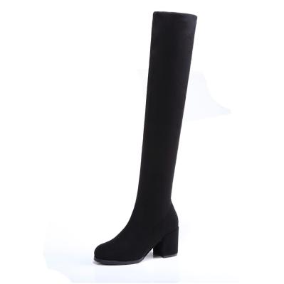 China Sexy Anti-slippery black ladies over the knee boot shoes women, high heels over the knee rubber boots, black rubber thigh high boots for sale