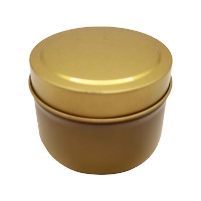 China Recycled Materials OEM ODM 8oz Gold Round Metal Candle Tins Empty Tin Candle Containers With Lid Wholesale for sale