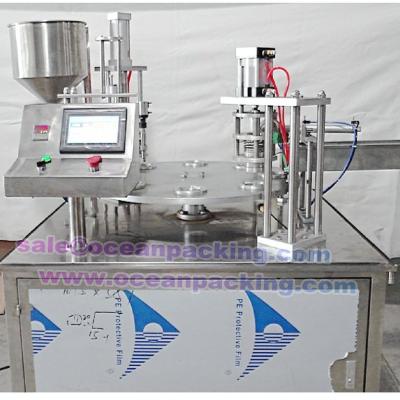 China Automatic Spun Type Cup Beverage Filling Sealing Machine for sale