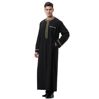 China Daily Made-in-china Muslim Arab Middle East Printed Zipper Collar Robe Islamic Dubai Men's Long Shirt for sale