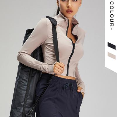 China Fashion Gym Breathable Clothes Stand Up - Collar Yoga Suit Fitness Jacket Zipper Sports Coat Female Casual Quick Dry Sports Wear for sale