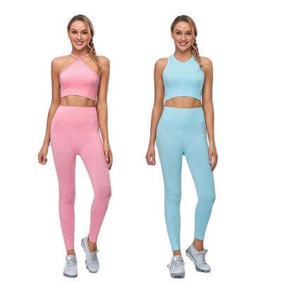 China High Quality Breathable Workout Clothing Woman Gym Sweatpants Sports Bra 2021 For Women Yoga Set In Fitness&yoga Wear Crop Top for sale