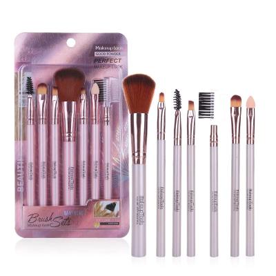 China Angular Blush Popular EBM Makeup Beauty Tool Make Up Brushes 7pcs Plastic Handle Eyebrow Brush Makeup Brushes for sale