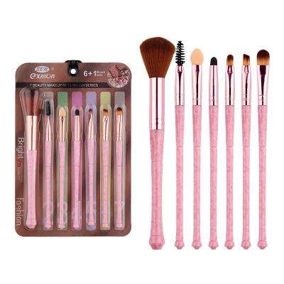 China Angular Blush New EBM 4 Colors Marble Pattern Soft Plastic Handle Brush Stiffens Colorful 7pcs Makeup Set Brushes for sale