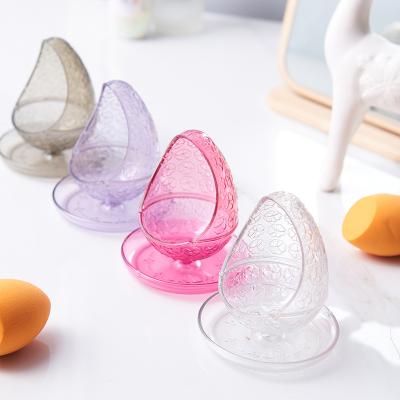 China Wholesale Portable Unique Design High Quality Clear Plastic Hot Selling Portable Desk Make Up Cosmetic Makeup Sponge Holder Case for sale