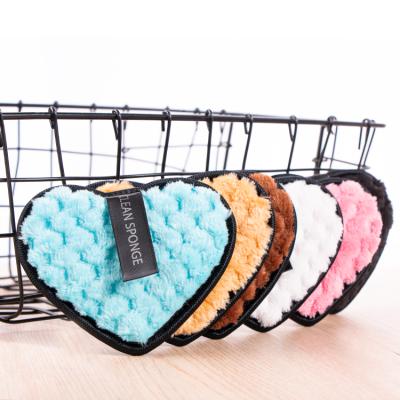 China Amazon Best Selling Reusable Washable Reusable Heart Shape Microfiber Makeup Remover Pad for sale