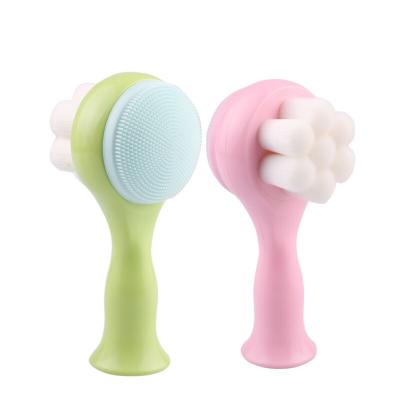 China Professional Flower Shaped Beauty Skin Care Facial Massager Brush Device Double Sided Cleaning Brush Easy Clean for sale