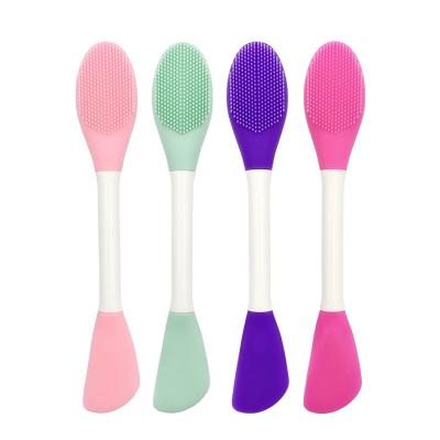 China Wholesale Protable Silicone Facial Applicator Double Sided Silicone Tools Facial Cleansing Brush Beauty Brush Lip Scrub Brush for sale