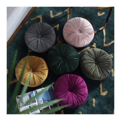 China Anti-Static Handcrafted Velvet Chair Cushion Sit Floor Home Decorative Woven Round Tile Round Pillow Cushion for sale