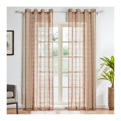 China Pervious Light Up Modern Simple Square Living Room Bedroom Window Screen Tulle Finished Curtain Customization for sale