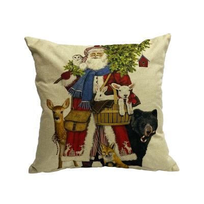 China Portable Digital Print Christmas Designs Patterned Soft Comforter Cotton And Linen Cushion Cover for sale