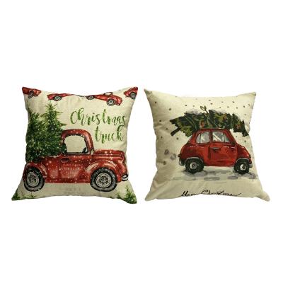 China Wearable Printing Cotton And Decorative Christmas Patterns 45x45cm Linen Pillow Cover For Sofa for sale