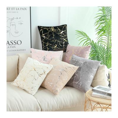 China 2021 Central Institute of Statistics 2021 new plush cushion fashion marble tan cushion sofa style portable cushion cover European and American Amazon pillow case for sale