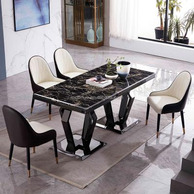 China Customized Cheap Dining Room Furniture Scandinavian Black Table Kitchen Black Marble Tables Sets Modern Italian Designs for sale