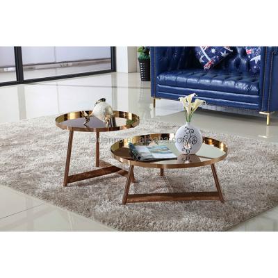 China Stable Modern Style Hotel / Living Bar / Club Furniture Coffee Table Set Round Stainless Steel Coffee Table for sale