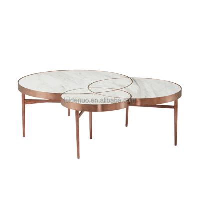 China Stable Living Room Stainless Steel Coffee Table Modern Italian Marble Round Design for sale