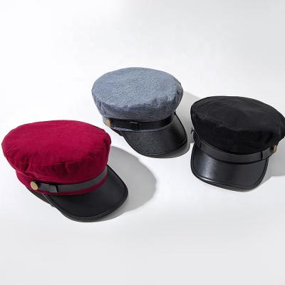 China Wholesale Breathable Comfort 2020 Winter Style Beret Military Red Hat British Octagonal Newsboy Leather Brim Hat For Women for sale