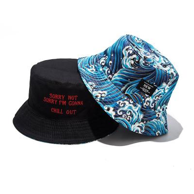 China Double-sided waves of breathable comfort using fisherman Female Autumn And Winter Outdoor Male street patch bucket wild hat for sale