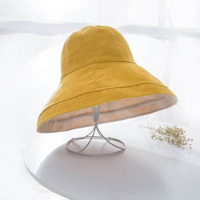 China Women's breathable summer comfort Korean version of the wild Japanese sunscreen solid color double-sided large bucket hat for sale